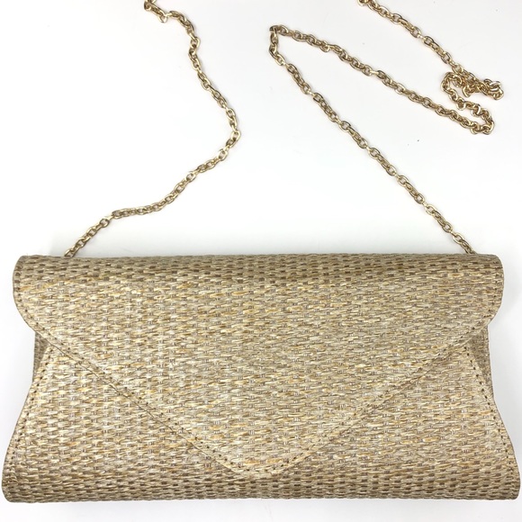 gold woven clutch bag